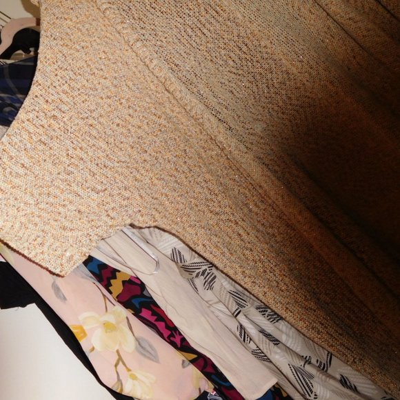 NWT 18W 20W OPEN FRONT METALIC TAN CARDIGAN DOLMAN SLEEVES - Picture 3 of 8